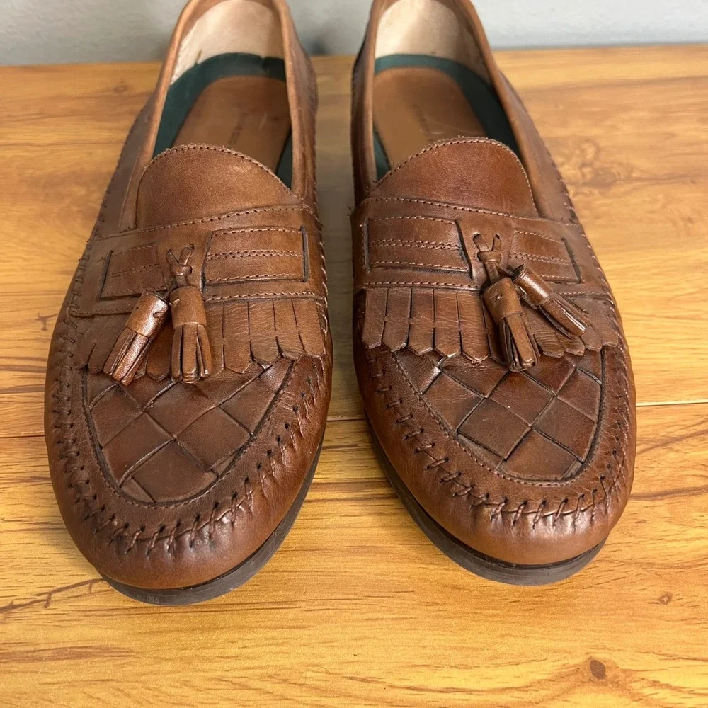Giorgio Brutin Tassel Kiltie Woven Loafers Mens Size 11 Leather Aruba Brown